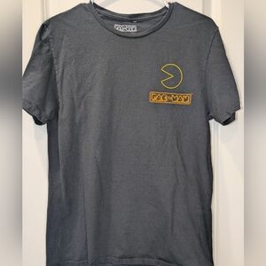 Pac-Man Double Sided Graphic T-Shirt Medium Black Retro Arcade Neon Ghosts